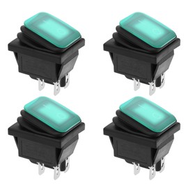 The Lord of the Tools 4 Pcs Waterproof Rocker Toggle Switch 4 Pin 2 Position 16A 250V 20A 125V Green LED Light Indicator ON/OFF Lamp Rocker Switch for Car Truck Boat Motorhome