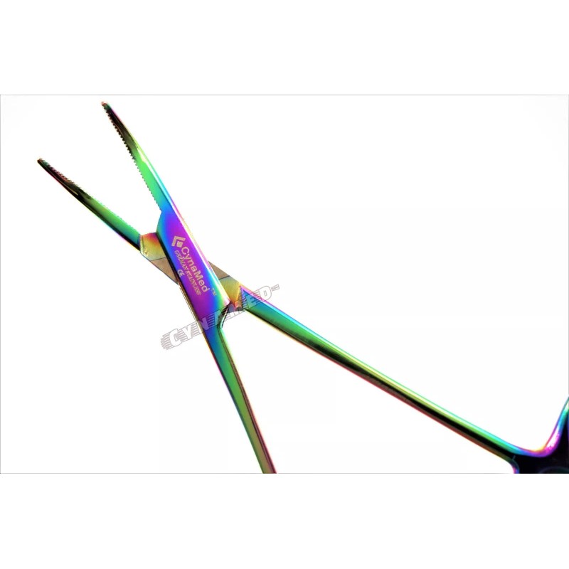 CYNAMED CURVED MOSQUITO FORCEPS 5" HEMOSTAT MULTI-COLOR GERMAN HIGH GRADE