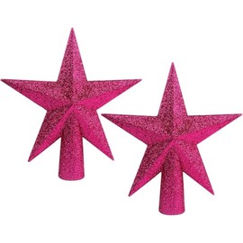 YYCRAFT 4 Inch Glitter Star Tree Topper Christmas Decoration-2 Pack,Hot Pink