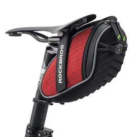 ROCKBROS Saddle Bag, Bicycle Bag, Frame Bag, Waterproof, 0.3 gal (1 L), Large Capacity, 3D Shell, Reflective, Easy Installation, Cross Bike, MTB, Cycling (Red)