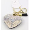 Heart Rhinestone Keychain with Black Tassel Hooks to Handbag Llavero