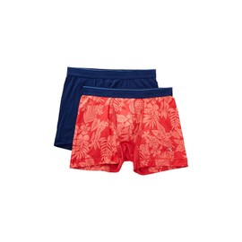 Tommy Bahama Men's Mesh Tech Boxer Briefs 2-Pack, Solid Navy/Coral Leaves