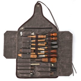 Tourbon Waxed Canvas Roll Up Tool Bag Electricians Carpenters Tools Storage Bag Chisel Organizer