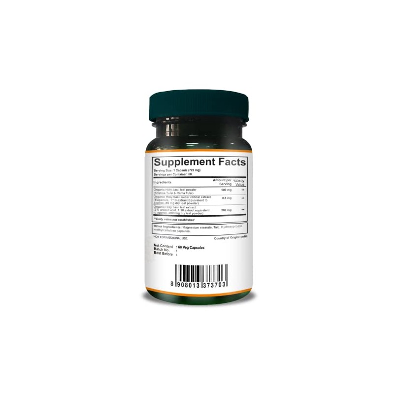 Pure Nutriton Tulsi Extract 708mg, (Equivalent to 2585mg Basil Leaf