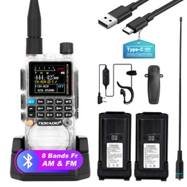 TIDRADIO TD-H3 GMRS Radio，Air Band and NOAA Weather Receiver & Scan Radio Rechargeable Long Range Handheld Radio 1 Pack-Crystal