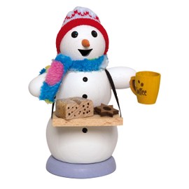 Kuhnert - Smoker / Incense Figure Made of Wood - Snowman as Stollen Baker - Approx. 13 cm - Made in Germany