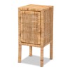 Baxton Studio Vivan Woven Natural Rattan Nightstand, 1-Door, Light Honey