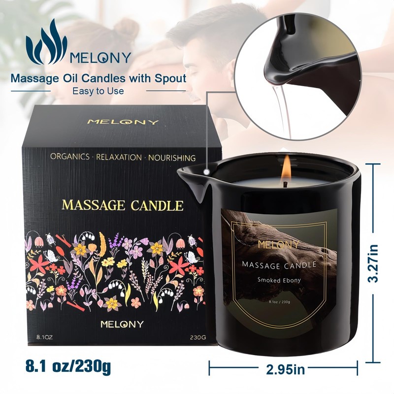 MELONY Luxury Massage Candle - Moisturising, Body Oil Candles for