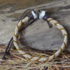 CHICNET Leather Rope Yarn Bracelet Wide Herringbone Braided with Knot