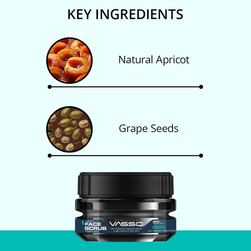 Vasso Showy Cleansing Facial Scrub Sparkly Skin with Apricot Kernel