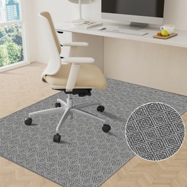 KMAT Office Chair Mat, 36x48in Heavy Duty Hardwood/Tile Floor Protector, Floor Mat Computer Desk Mat for Rolling Chairs, Work, Study, Office, Grey