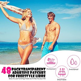 Nuanchu 48 Pcs Waterproof Sensor Covers Compatible with Libre 3 Plus,Pink