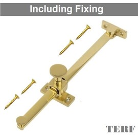 TERF® 250mm Heavy Duty Polished Brass Adjustable Sliding Screw Down Window Casement Stay 250mm (10'') Including Fixing Screw - Pack of 2
