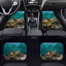 Sea Turtle Carpet Floor Mats for Car & Auto - Universal Fit -Front & Rear Automotive Floor Mats