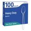 100 Count Plastic Spoons,Heavy Clear Plastic Spoons, Plastic Silverware,Premium Disposable