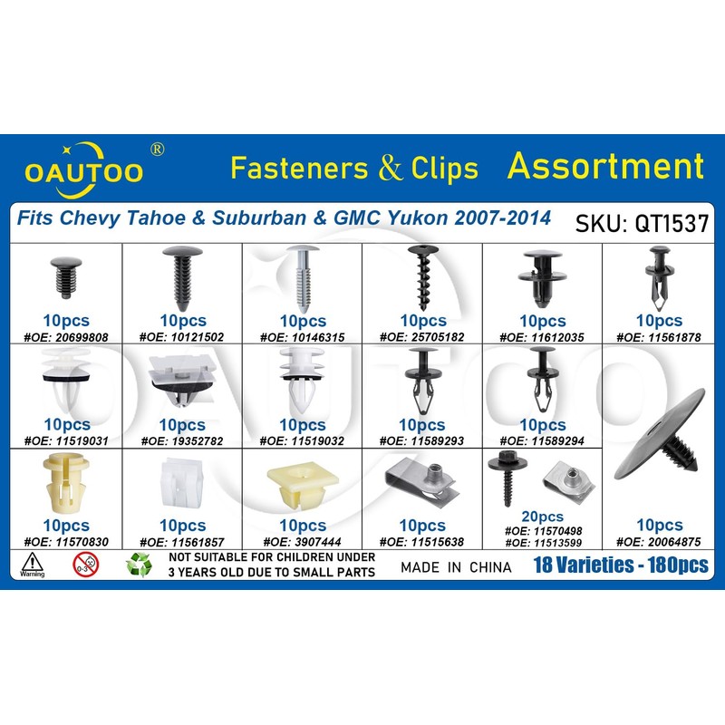 OAUTOO 180pcs fits Chevy Tahoe & Suburban GMC Yukon 2007-2014