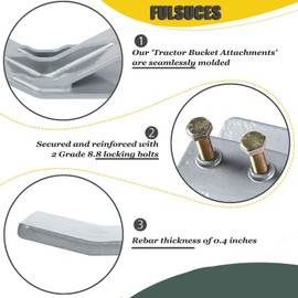 fulsuces 2PCS Tractor Bucket Attachments, Ski Edge Protector with 1PCS Cleaning Brush, A Pair of Gloves, for Tractor Accessories Snow Leaves Removal, Spreading Gravel (Color : A)