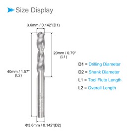 CoCud Solid Carbide Drill Bits, 3.6mm Diameter, YG6 (C2/K20) Tungsten Carbide Straight Shank Twist Drill Bits - (Applications: for Stainless Steel Alloy), 2-Pieces