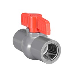sourcing map PVC Ball Valve Supply Pipe Knob Threaded Ends G3/4 Female Thread Red Gray