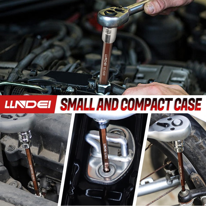LLNDEI 3/8-Inch Drive Extra Long Allen Hex Bit Socket Set