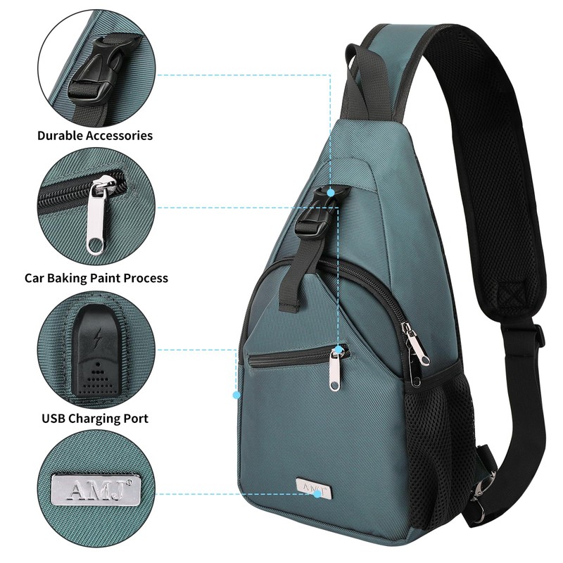AMJ Sling Bag for Travel and Hiking - Multipurpose Crossbody