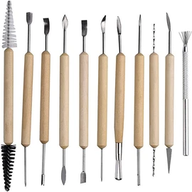 AIMALL 11x Carvers Clay Sculpting Carving Pottery Tools Polymer Modelling DIY Sculpture, Durable Wood & Stainless Steel, Versatile Modelling Tools for Artists
