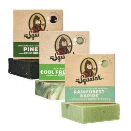Dr. Squatch Men's Natural Bar Soap Made from Natural Oils - 3 Pack - Cold Process Soap with No Harsh Chemicals - Cool Fresh Aloe, Pine Tar, Rainforest Rapids (3 Pack)