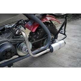 JMCHstore Performance Long Exhuast Pipe Muffler for Coleman BT200X CT200U EX KT196 196 Mini Bike Go Kart Predator 212 224 Honda GX160 Clone Engine Baja Warrior MB200 Parts (Silver)