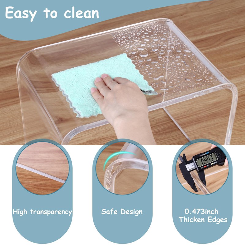 Kids' Step Stool 9'' Acrylic Transparent Step Stools Strong Load