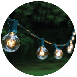 Holiday Bright Lights 20L Indoor/Outdoor Patio G40 Bulb Light Set, Clear Incandescent Glass Bulbs