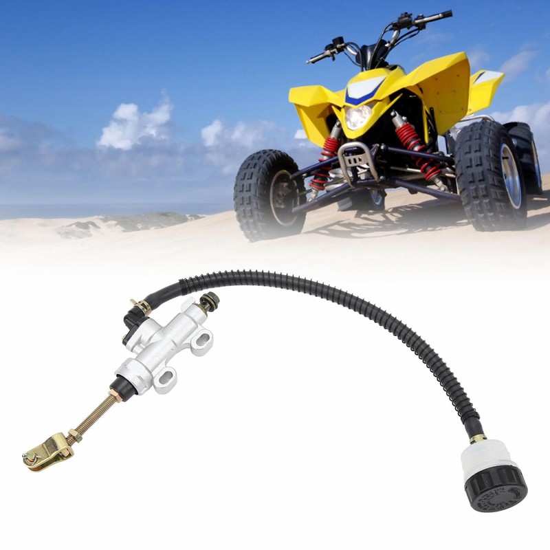 Qiilu Motorcycle Rear Foot Brake Pump Hydraulic Master Cylinder Aluminum