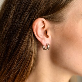 MATERIA by Matthias Wagner SO-441 Hinged Hoop Earrings 925 Silver Wide - 5 mm / Diameter 15 mm Rhodium-Plated, Sterling Silver