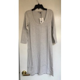 Hatch Maternity Women’s THE 3/4 BODY DRESS White/Grey Striped Size P (Petite)NEW