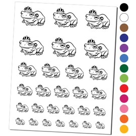 Fairy Tale Frog Prince with Crown and Kiss Temporary Tattoo Water Resistant Fake Body Art Set Collection - Light Pink (One Sheet)