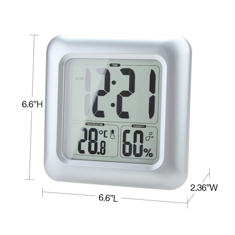 BALDR LCD Waterproof Bathroom Clock for Bath and Shower, Wall