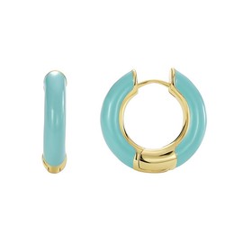Chunky Gold Hoop Earrings for Women,Small Hoop Earrings for Women Colorful Enamel Huggie Summer Earrings (Blue)