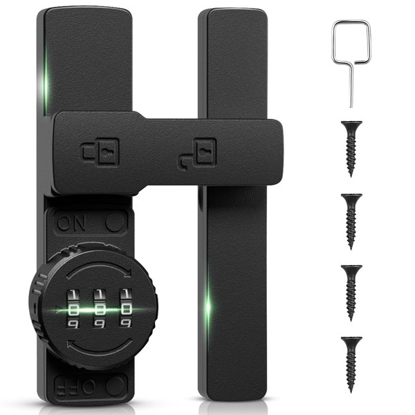 Keyless Barn Door Lock - 3-Digit Password Security Latches for