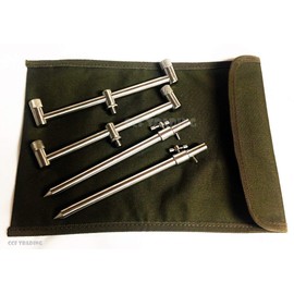 NGT 2 x ROD BUZZ BAR with BANK STICKS & CASE STAINLESS STEEL CARP FISHING