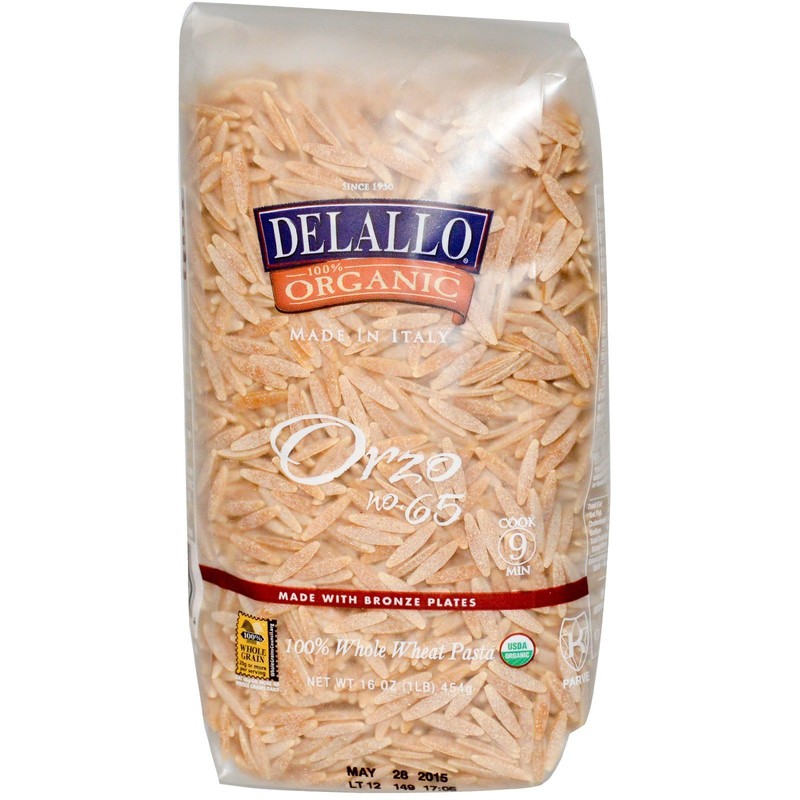 DeLallo, Orzo No. 65, 100% Organic Whole Wheat Pasta, 16