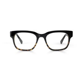 eyebobs Numero Uno Premium Readers for Women and Men | Rectangle Eye Glasses | Black Tortoise Fade Front with Black Temples | 0.00