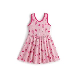 MONICA + ANDY Let's Dance Dress, Size 6/7, Pink Seashells, 100% Organic Baby Clothes for Girls & Boys, Sleeveless Dress, Sustainable Super Soft Fabric