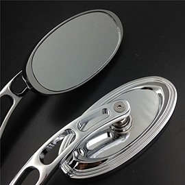 SMT-Oval Shape Custom Chrome Mirrors Compatible With all Harley-Davidson models: Softail/Fat Boy/Road KingTexas Chopper/Big Dog/Titan/Iron Horse/Ultra and any Custom Application [B017QP75K4]