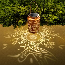 Solar Lanterns Outdoor Hummingbird Metal Waterproof Garden Decor Christmas Birthday Gifts for Women Mom Grandma Decorative LED Hanging Solar Lights Outside for Yard, Patio,Backyard,Landscape