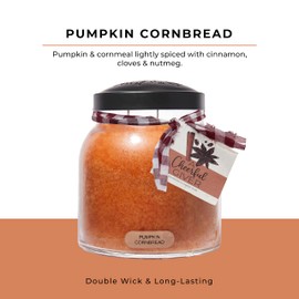 A Cheerful Giver - Pumpkin Cornbread - 34oz Papa Scented Candle Jar with Lid - Keepers of The Light - 155 Hours of Burn Time, Gift for Women, Orange