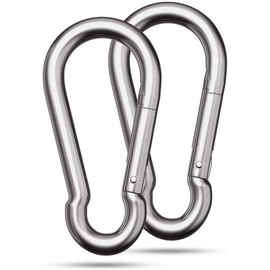 Stainless Steel Carabiner | Pack of 2 | 230 kg Load Capacity | Size 80 x 8 mm | Fire Brigade Carabiner Hook | AISI | Sports, Transport