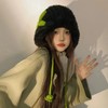 Winter Warm Knit Balaclava Hat with Cute Bow lf1578 One Size/M(56-58cm) Bow Ear Cover Cap - Black 4ea