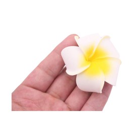 6 Pcs White Yellow Hawaiian Plumeria Flower Foam Hair Clips Alligator Clips Duckbill Clips Hair Barrettes Hair Accessories for Bridal Wedding Party Beach