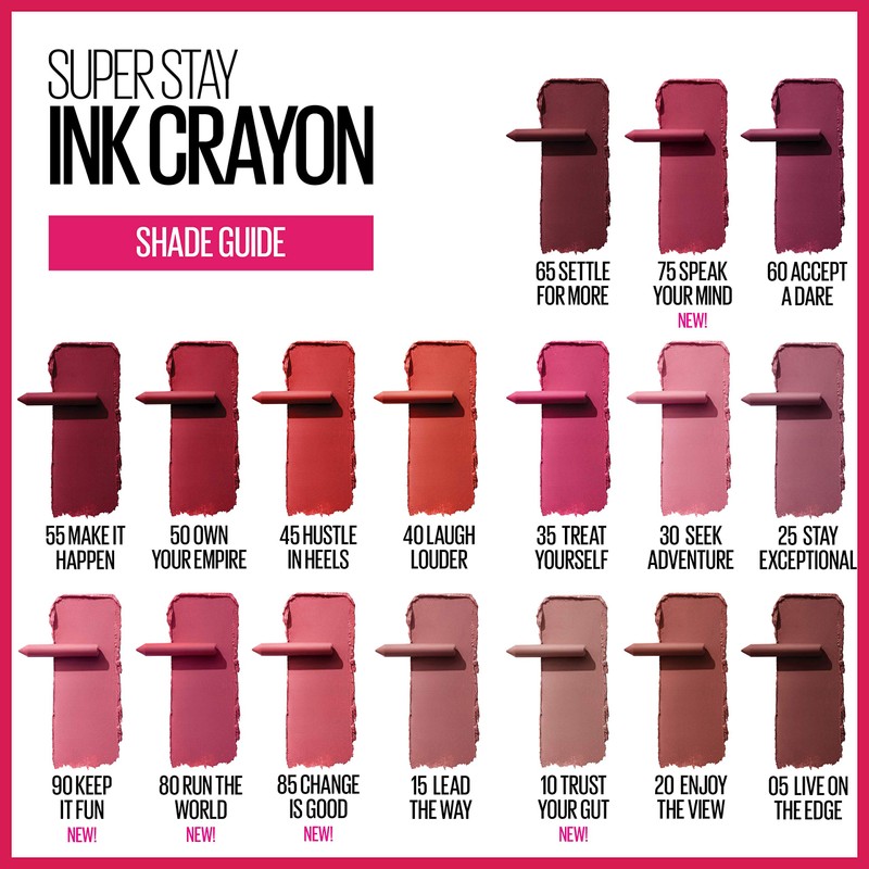 Maybelline SuperStay Ink Crayon Matte Longwear Lipstick With Built-in Sharpener,