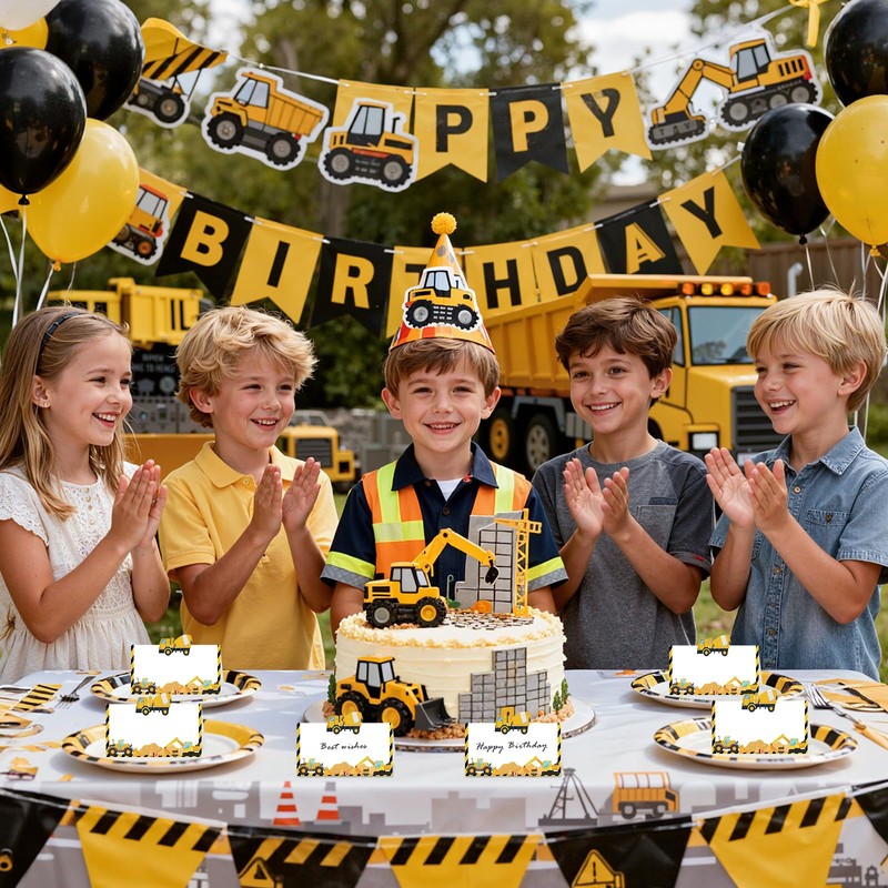 TagreSpike Construction Table Place Cards 50pcs Dump Truck Tent Cards