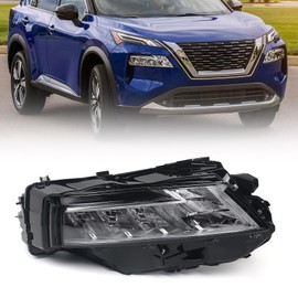 Huray LED Headlight Assembly Fit for Nissan Rogue SL/SV 2021 2022 2023 RH Projector Headlamp Replacement OE Style Right Passenger Side (Black Housing)